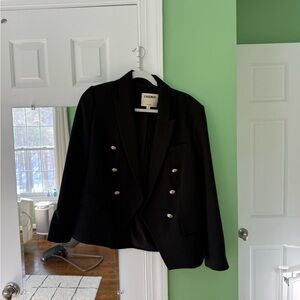 L'AGENCE Elegant Black Jacket with Gold Accents